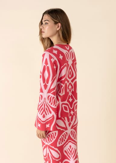 LEONA Neulottu jakardipusero - Punainen 3 - Indiska