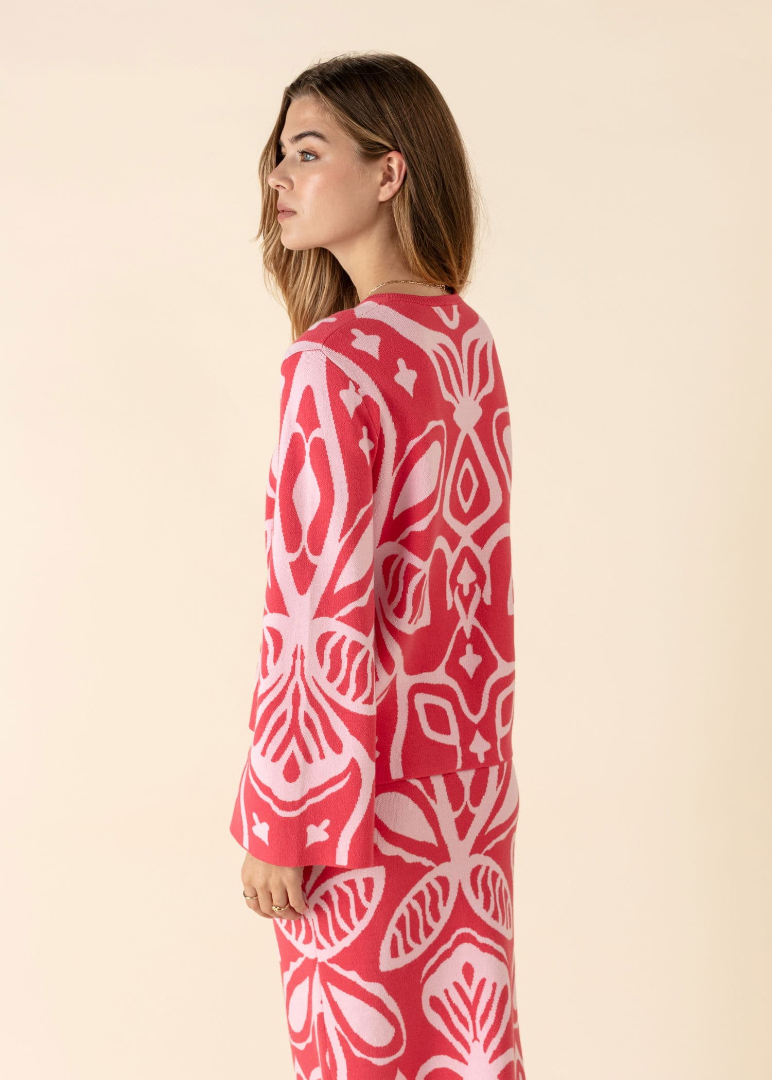 LEONA Neulottu jakardipusero - Punainen 3 - Indiska