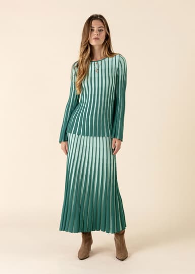 ELLE Pitkä joustinneulehame  - Vihreä 3 - Indiska