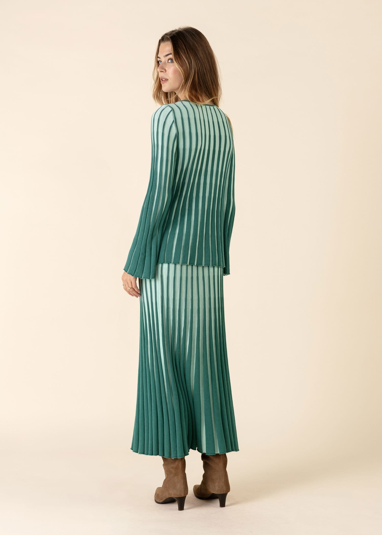 ELLE Pitkä joustinneulehame  - Vihreä 4 - Indiska