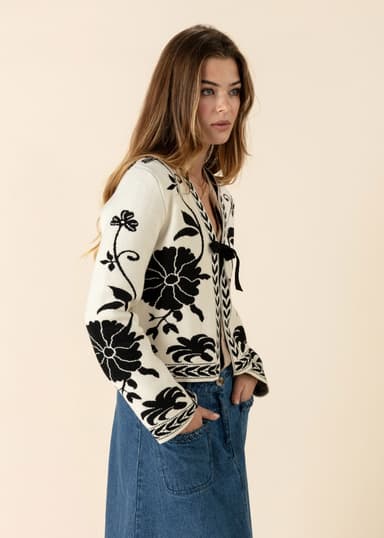 FLORA Blomstret cardigan - Valkoinen 4 - Indiska
