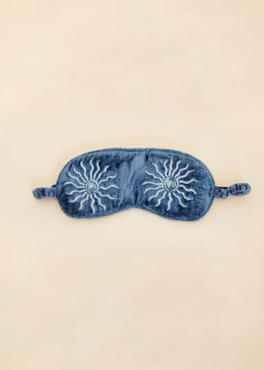 Velvet Kirjailtu samettinen unimaski - Sininen 1 - Indiska