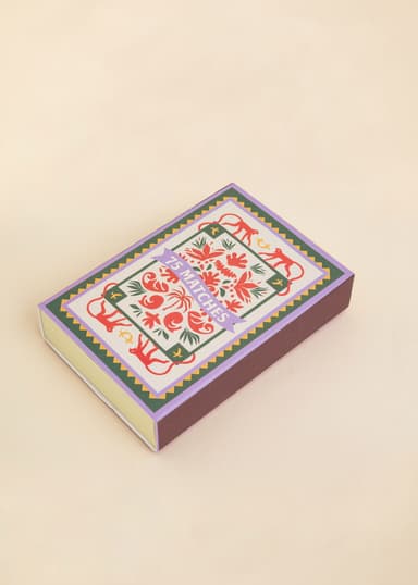 75 Dekorativ tändsticksask med långa tändstickor - Lila 2 - Indiska