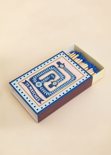 75 Dekorativ tändsticksask med långa tändstickor - Orange 1 - Indiska