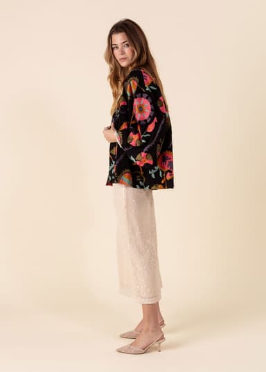 VIVI Broderad kimonojacka - Svart 3 - Indiska