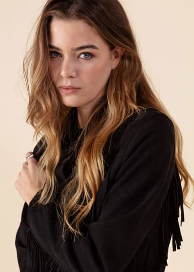 FRANCIS Jakke i imitert semsket skinn med frynser - Svart 3 - Indiska