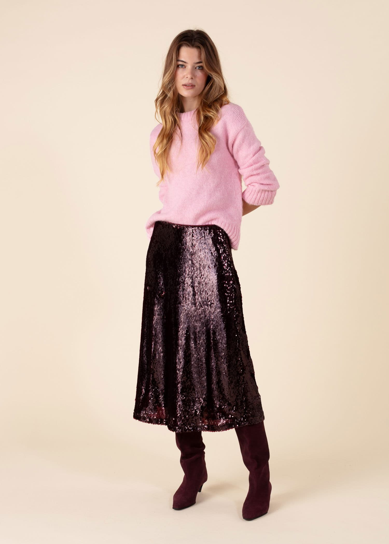 PIPER Vinröd paljettkjol - Röd 1 - Indiska