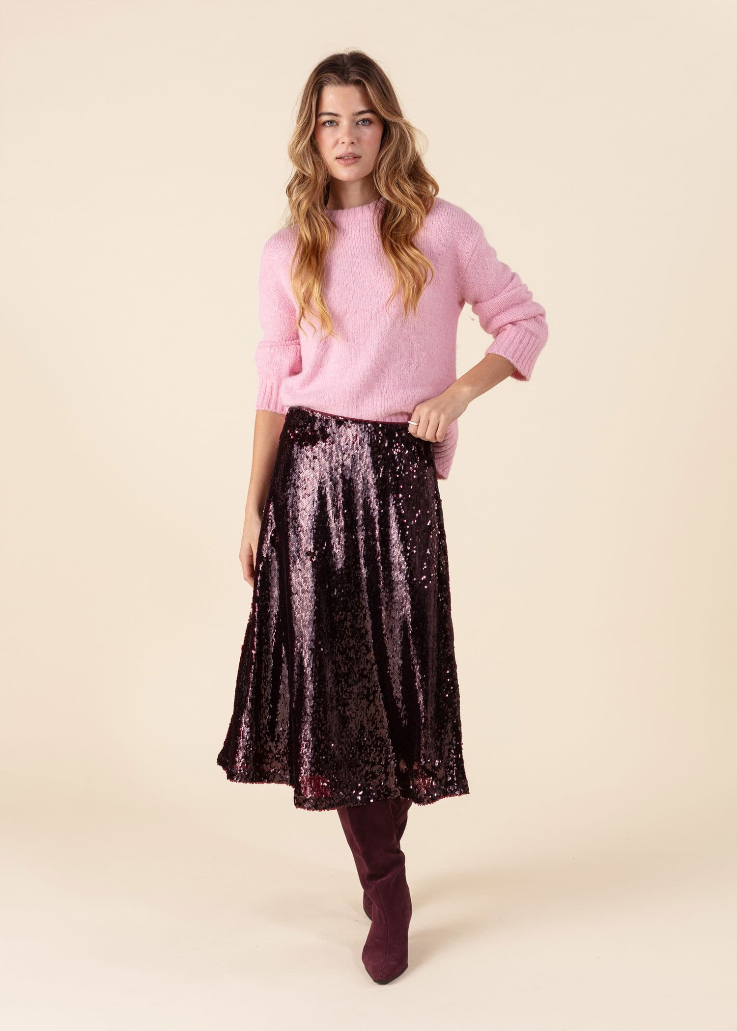 PIPER Vinröd paljettkjol - Röd 4 - Indiska