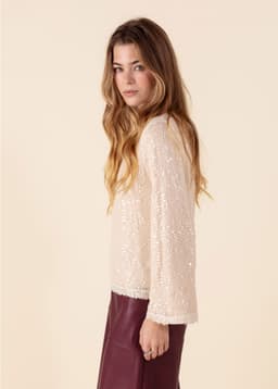 JEMAINA SEQUIN TOP - WHITE