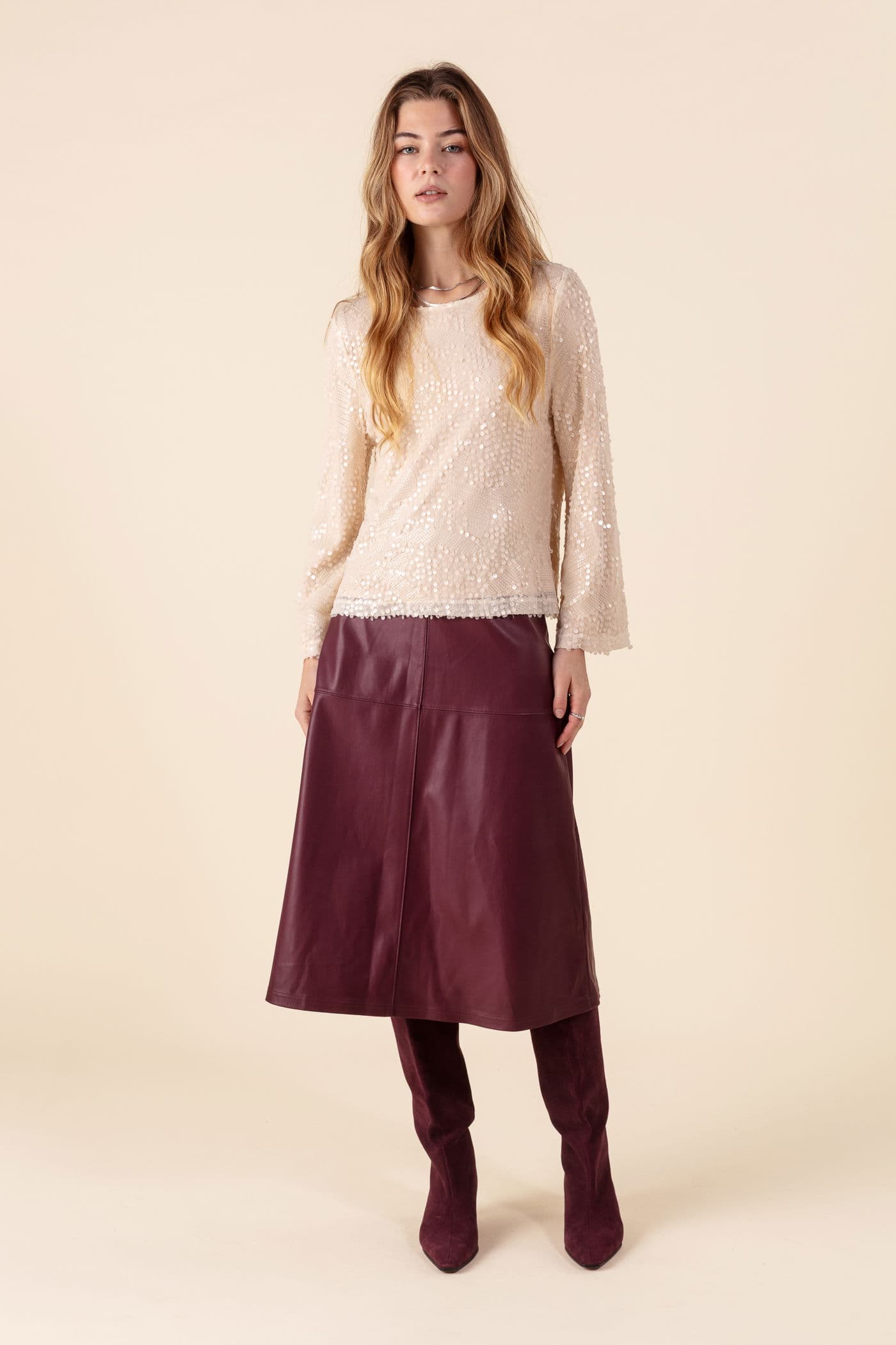 JEMAINA Langermet paljettgenser - Hvit 5 - Indiska