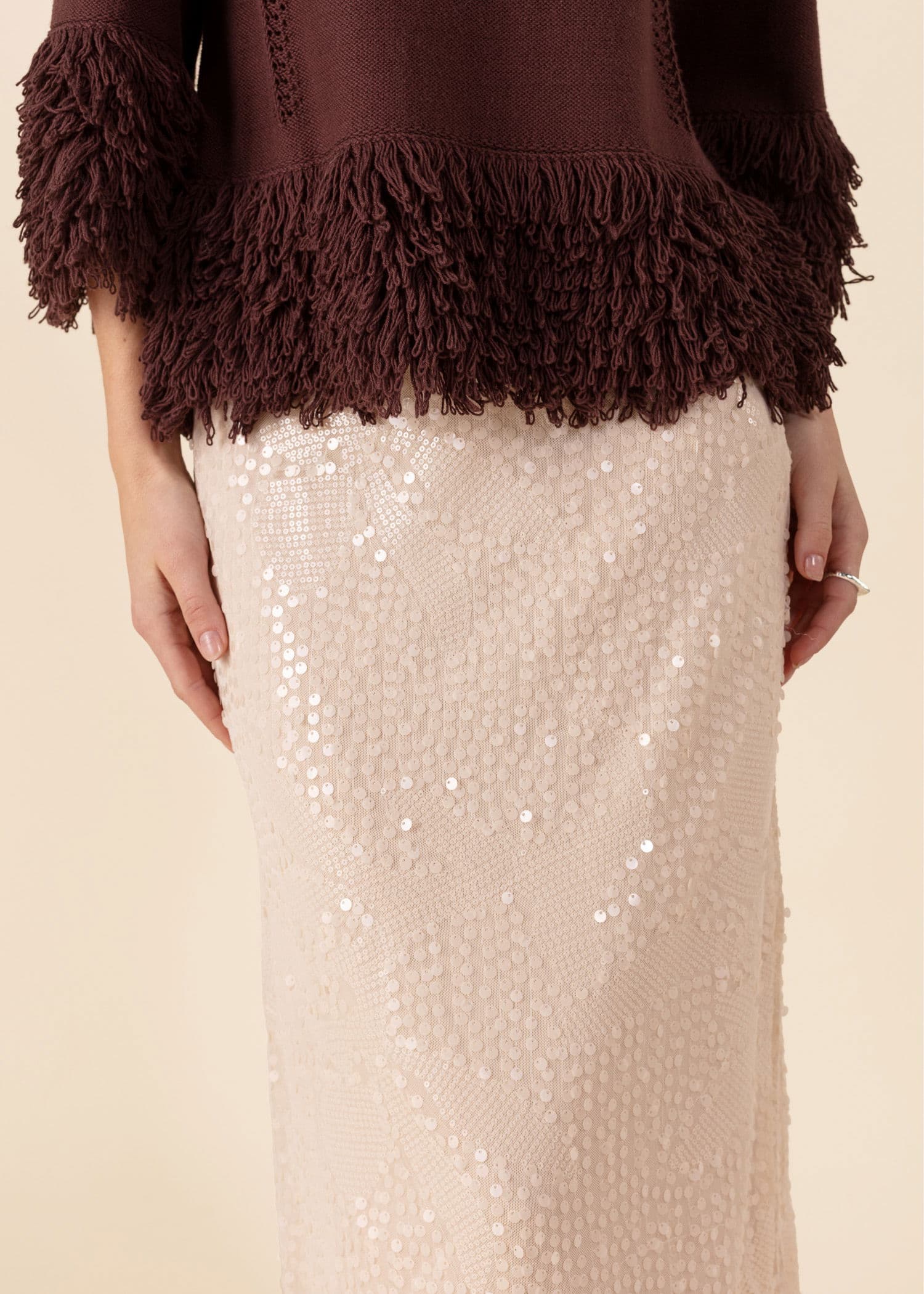 JEMAINA Langt paljettskjørt - Hvit 5 - Indiska