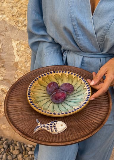 KILIIM Kivitavarasta valmistettu käsinmaalattu kalakoriste - Sininen 2 - Indiska