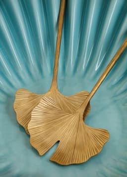 LEAF SALAD SERVERS - BRASS
