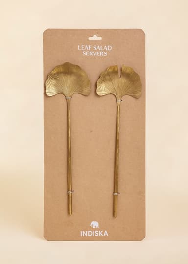 LEAF Bladformade salladsbestick - Guld 2 - Indiska