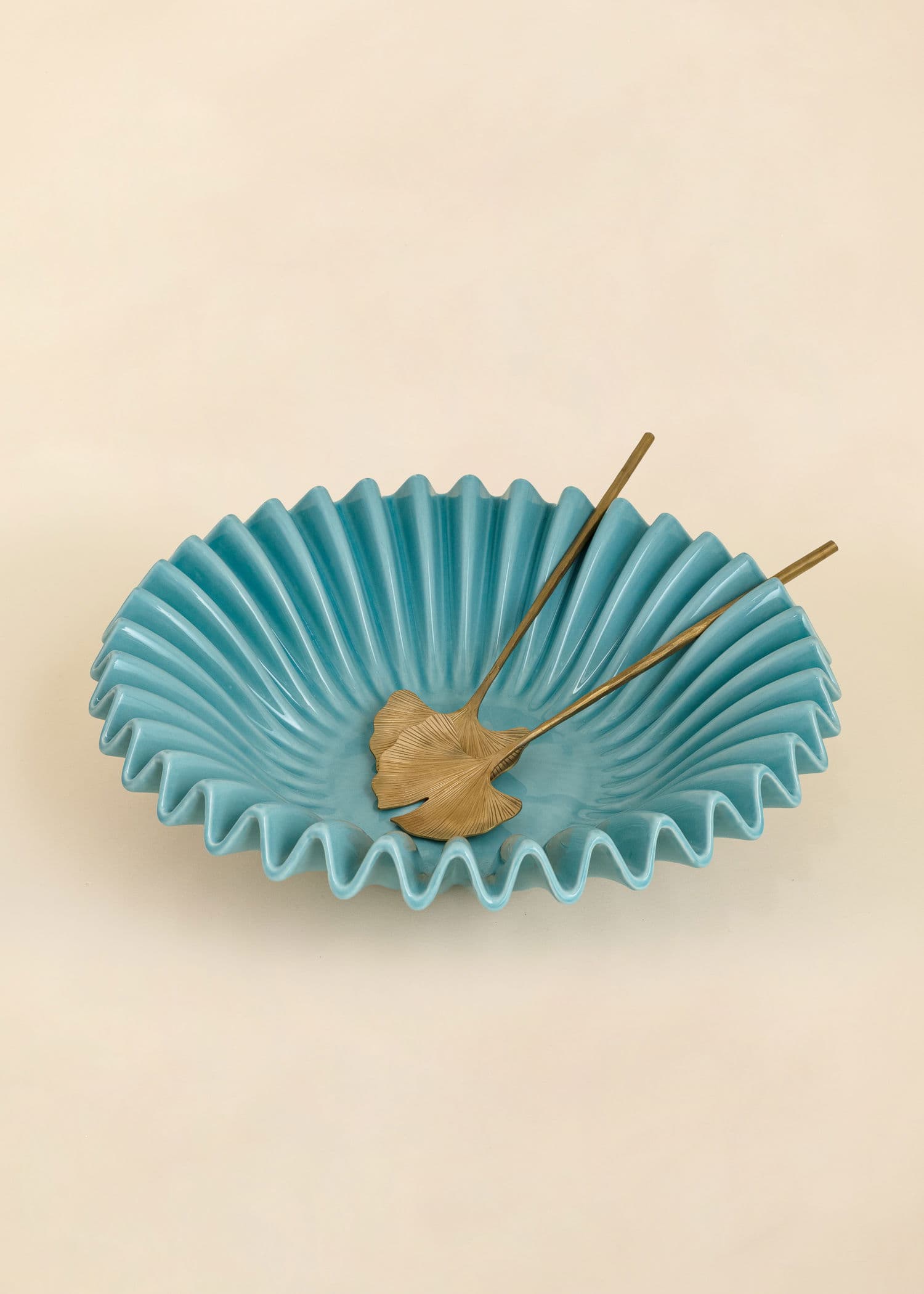 LEAF Bladformade salladsbestick - Guld 3 - Indiska