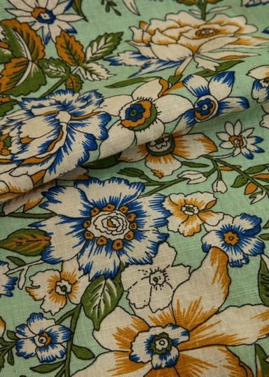 Tara Grön blommig bordsduk - Grön 2 - Indiska