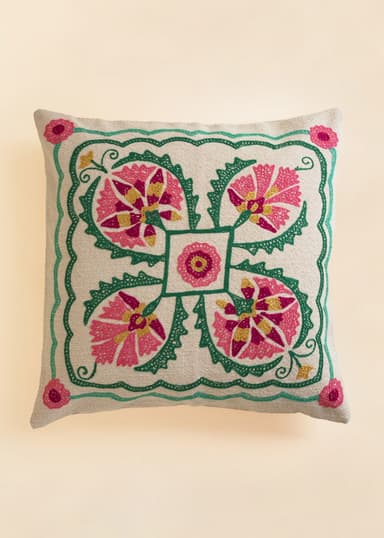 Diya Kirjailtu tyynyliina - Valkoinen 1 - Indiska