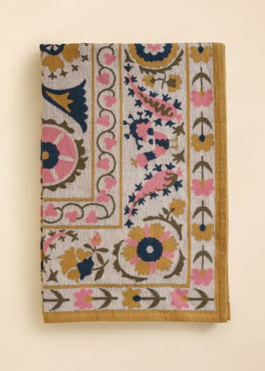 MIA Jacquardvävd pläd i borstad bomull - Multi 1 - Indiska