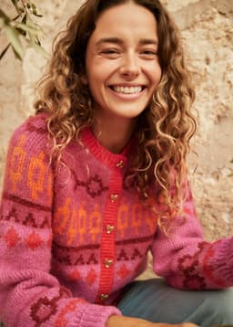 ARIANA JACQUARD CARDIGAN - PINK