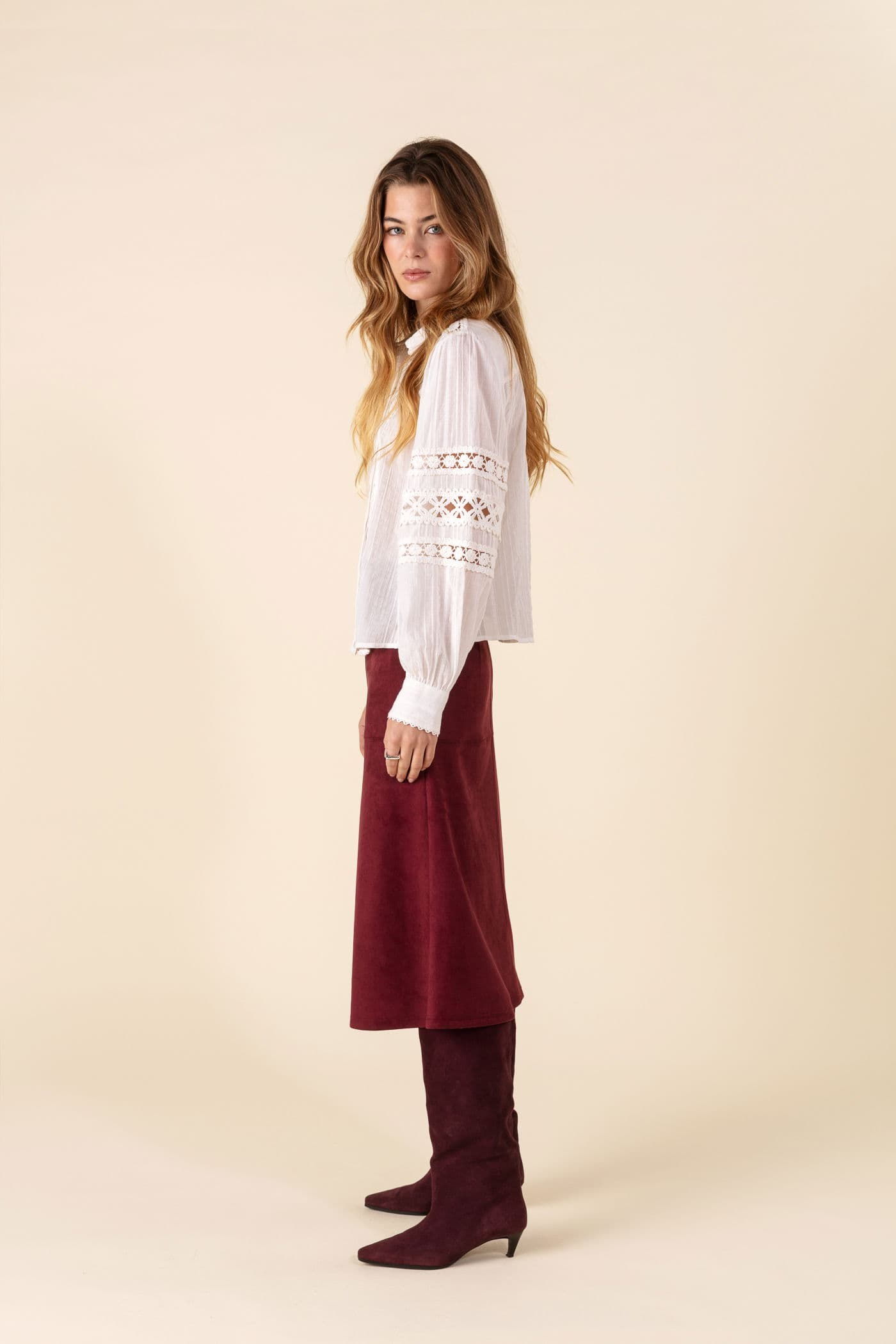 ALINA Kort jerseyskjørt - Rød 3 - Indiska