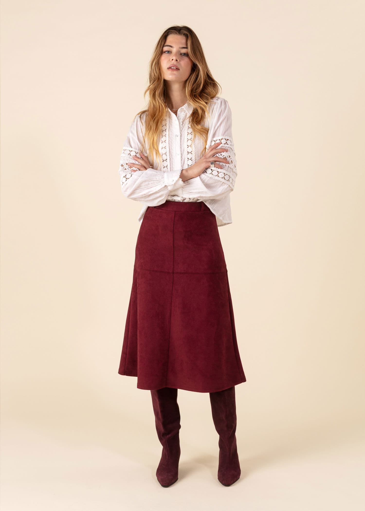 ALINA Kort jerseyskjørt - Rød 4 - Indiska