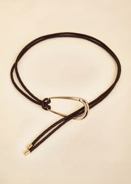 THIN BRAIDED BELT - BROWN