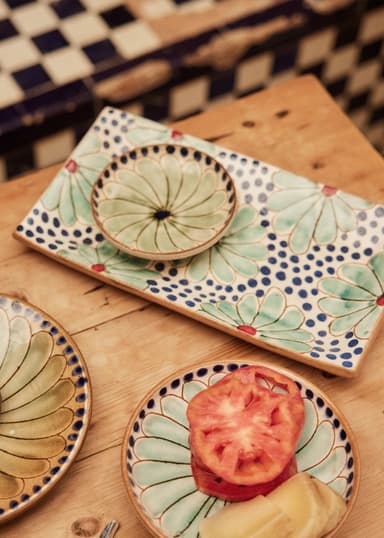 KILIIM Handmålat serveringsfat i stengods - Multi 1 - Indiska