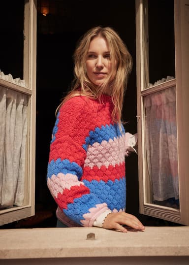 DESIREE Mönstrad stickad tröja  - Blå 1 - Indiska