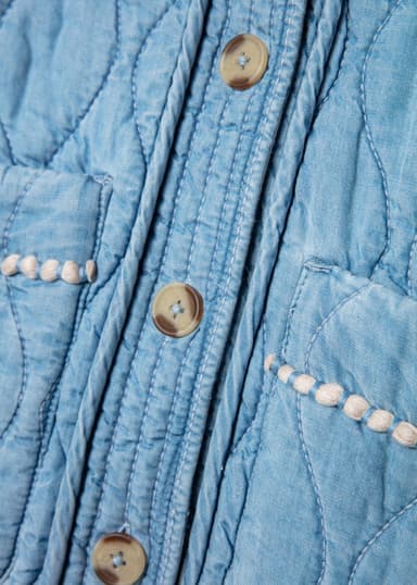 PADDY Käännettävä tikattu takki - Sininen 3 - Indiska