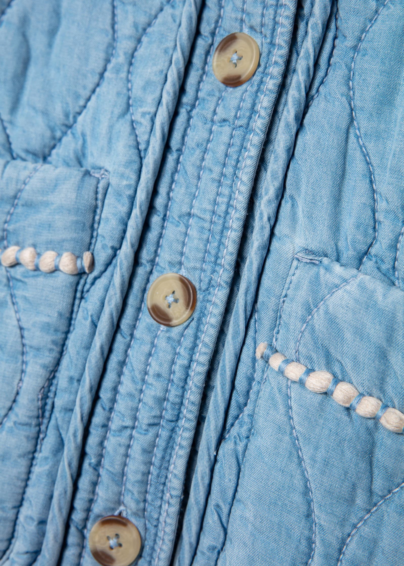 PADDY Käännettävä tikattu takki - Sininen 3 - Indiska