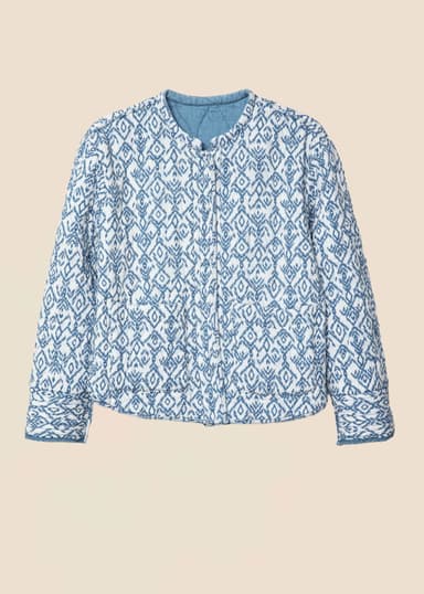 PADDY Käännettävä tikattu takki - Sininen 2 - Indiska