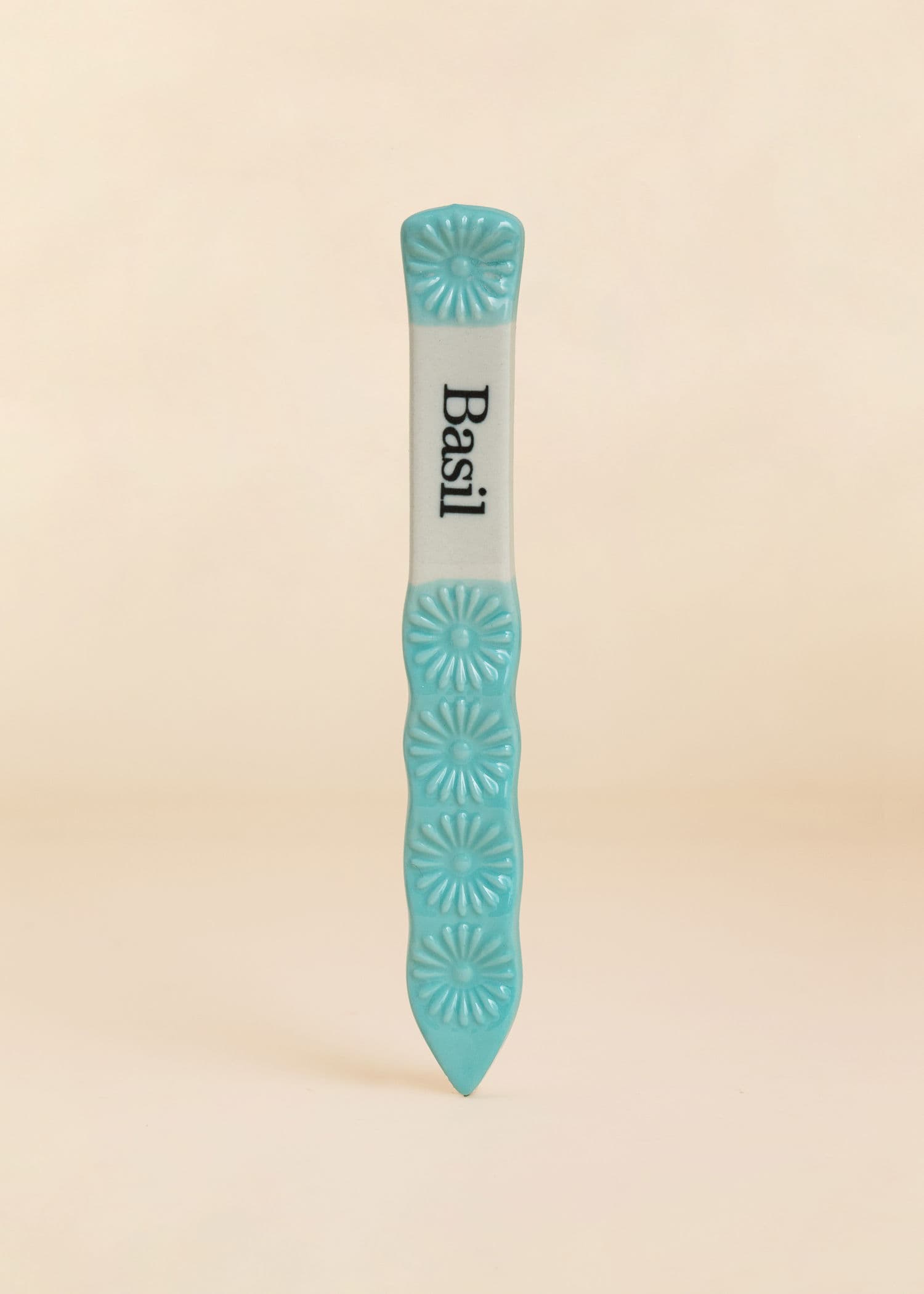 PLANT Plantmarkör i stengods - basilika - Turkos 1 - Indiska