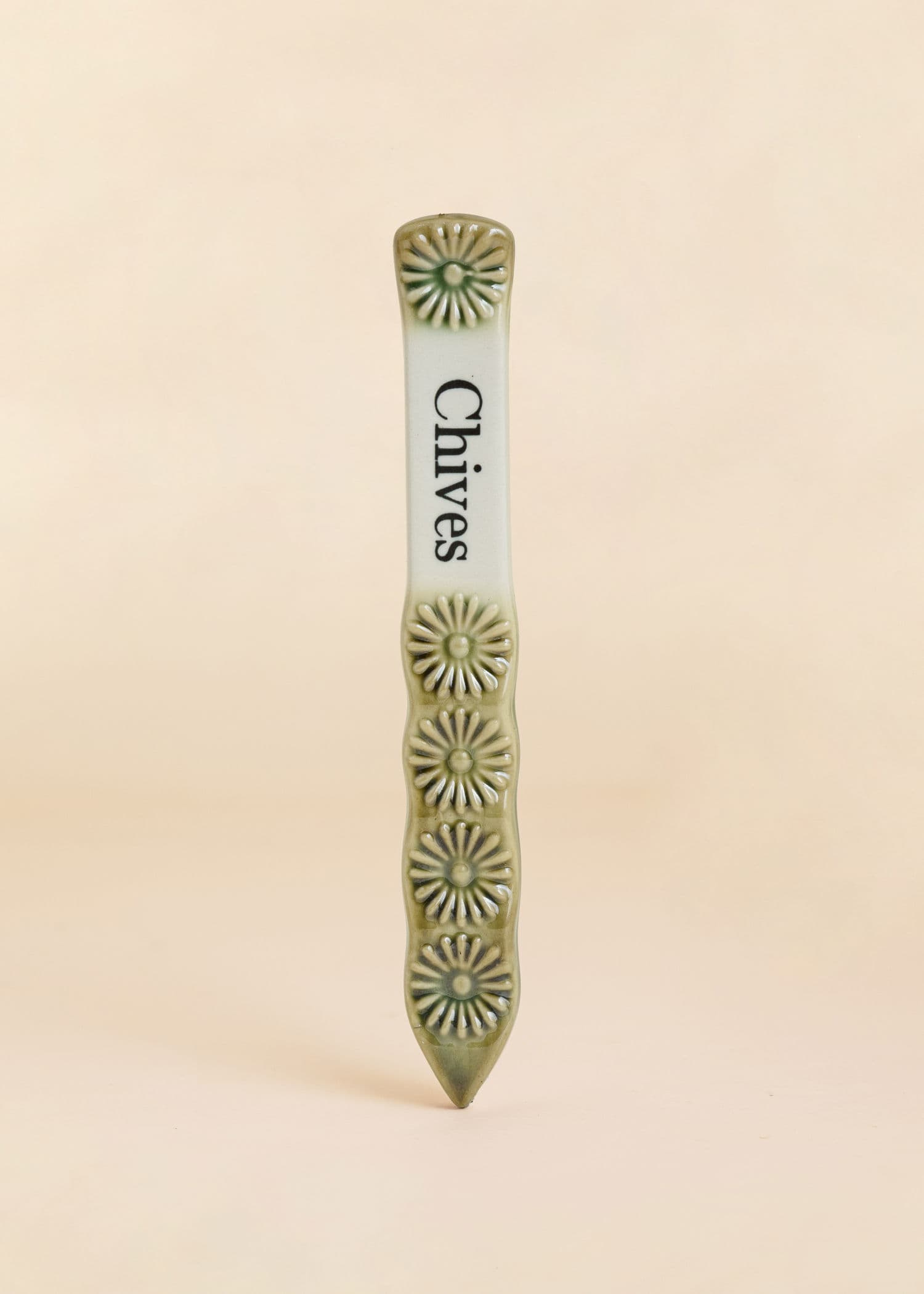 PLANT Plantmarkör i stengods - gräslök - Grön 1 - Indiska