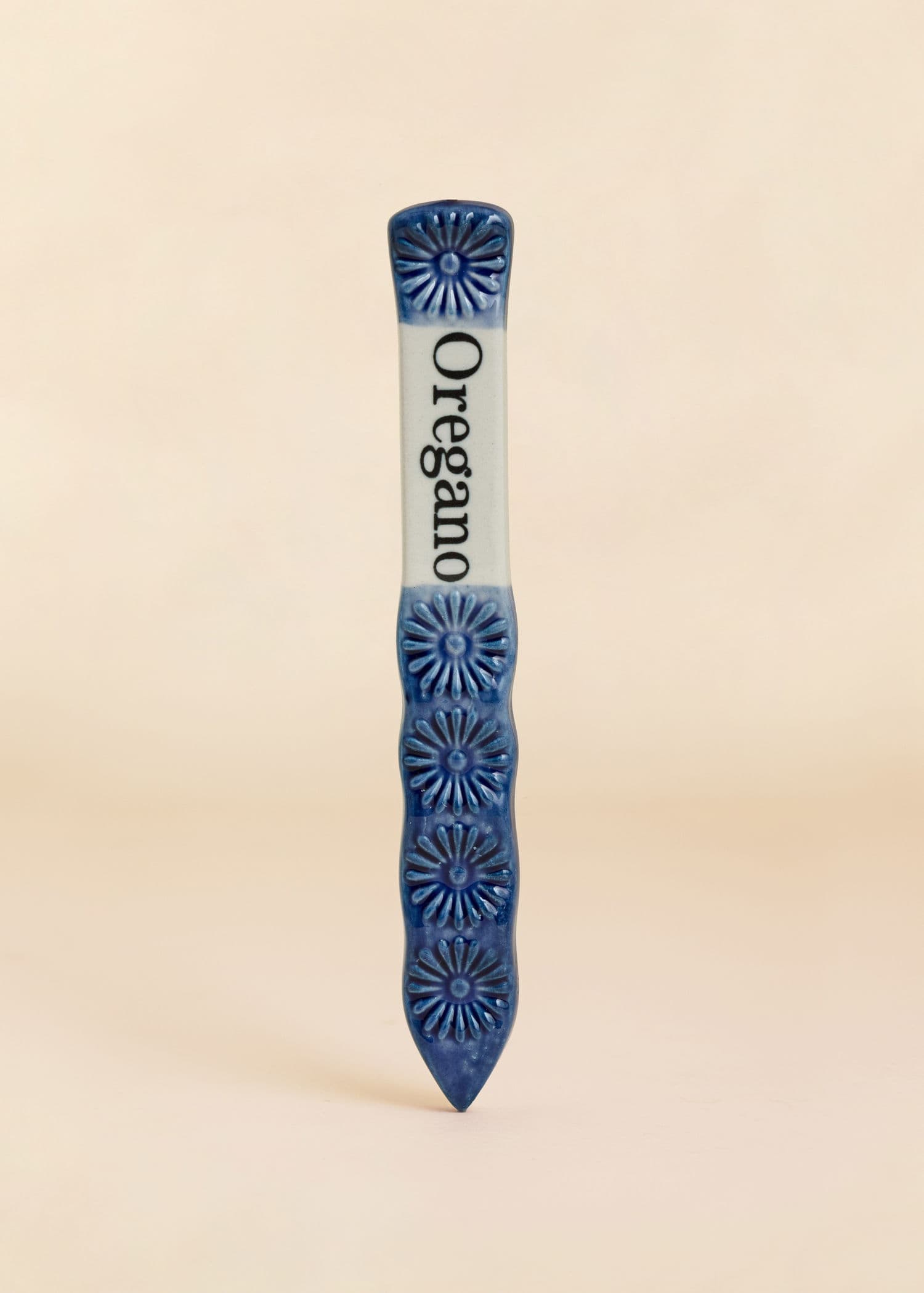 PLANT Plantmarkör i stengods - oregano - Blå 1 - Indiska