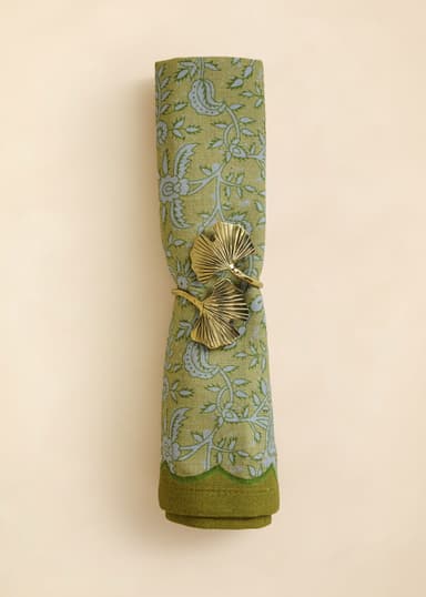 LEAF Dekorativ servettring i mässing - Guld 2 - Indiska