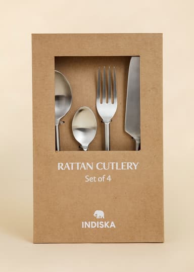 RATTAN Bestickset med rottingdetaljer - Silver 2 - Indiska