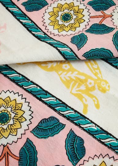 Viny Blokktrykket løper i bomull og lin - Gul 2 - Indiska