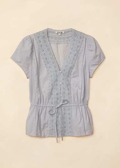 WINNIE Kohopilkullinen pitsipusero - Sininen 1 - Indiska