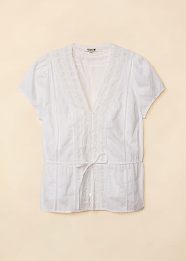 WINNIE Kohopilkullinen pitsipusero - Valkoinen 1 - Indiska