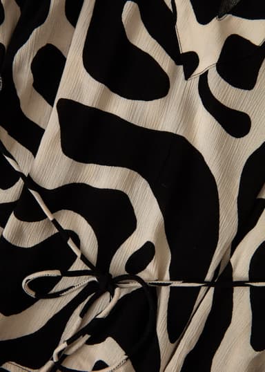 RUBY Mønstret bluse med rysjer - Beige 6 - Indiska