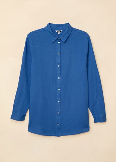 DIANA Blå linskjorte - Blå 4 - Indiska
