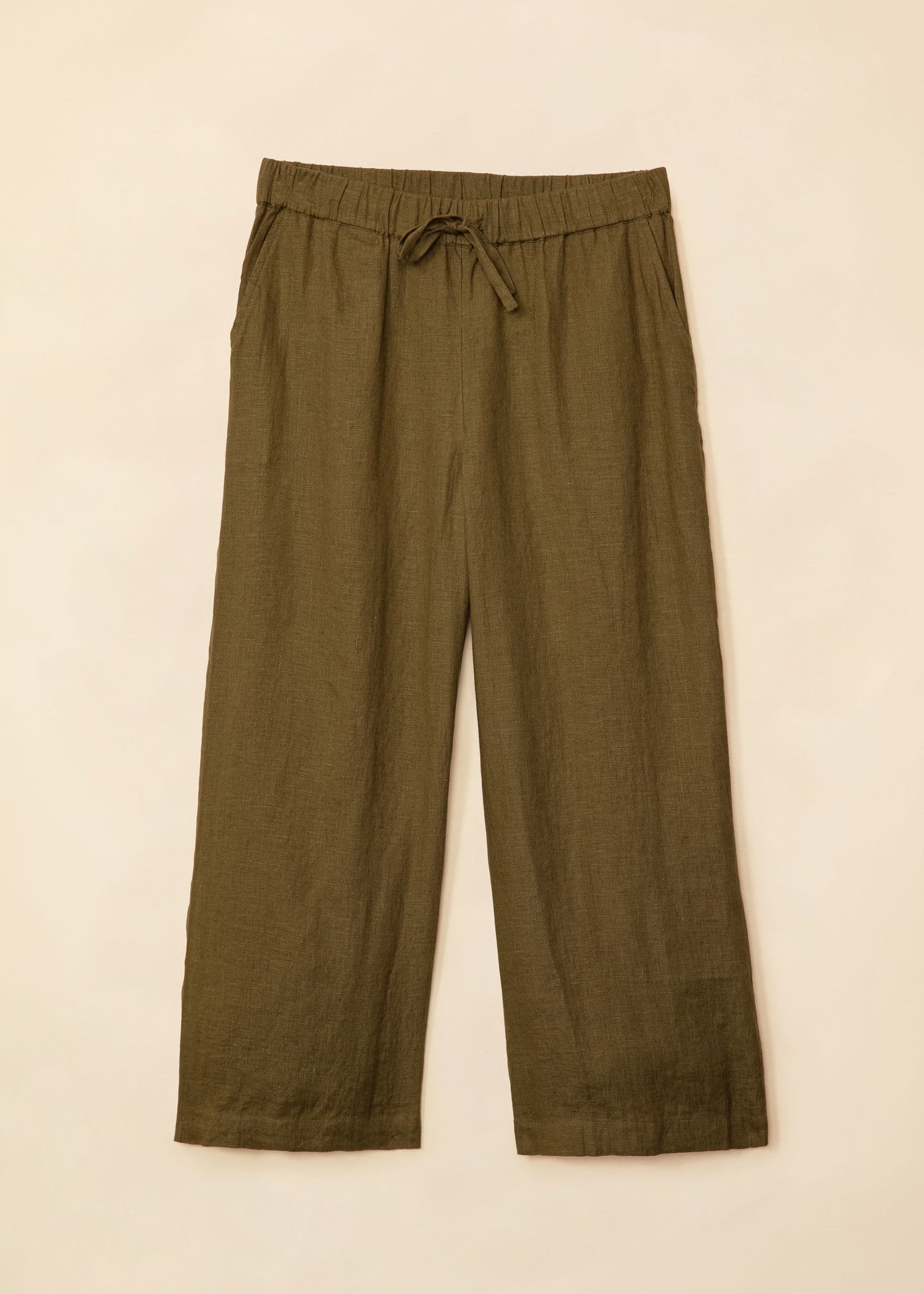 KAMAALA Grønn beskåret linbukse - Grønn 5 - Indiska