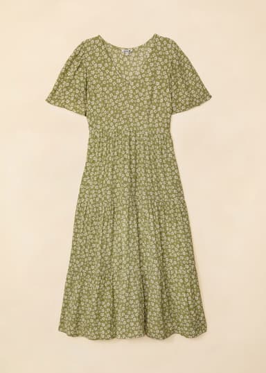 CARLY Midikjole med blomstermønster - Grønn 5 - Indiska