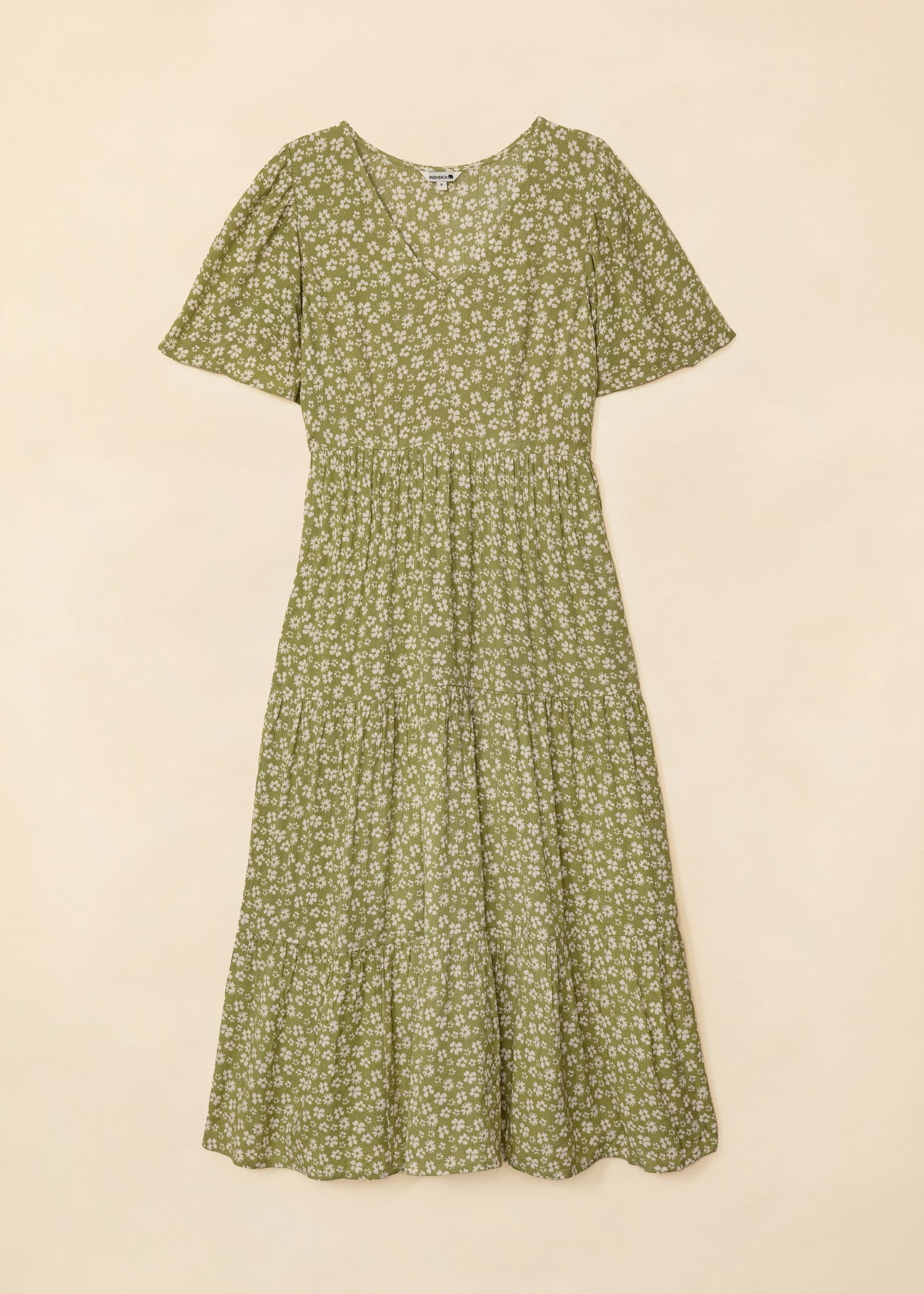CARLY Midikjole med blomstermønster - Grønn 5 - Indiska