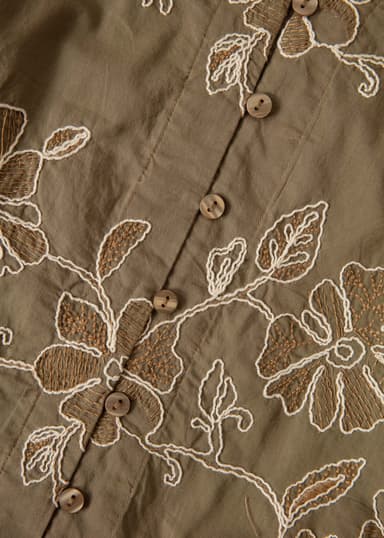 ATHINA Brodert skjorte - Grønn 6 - Indiska