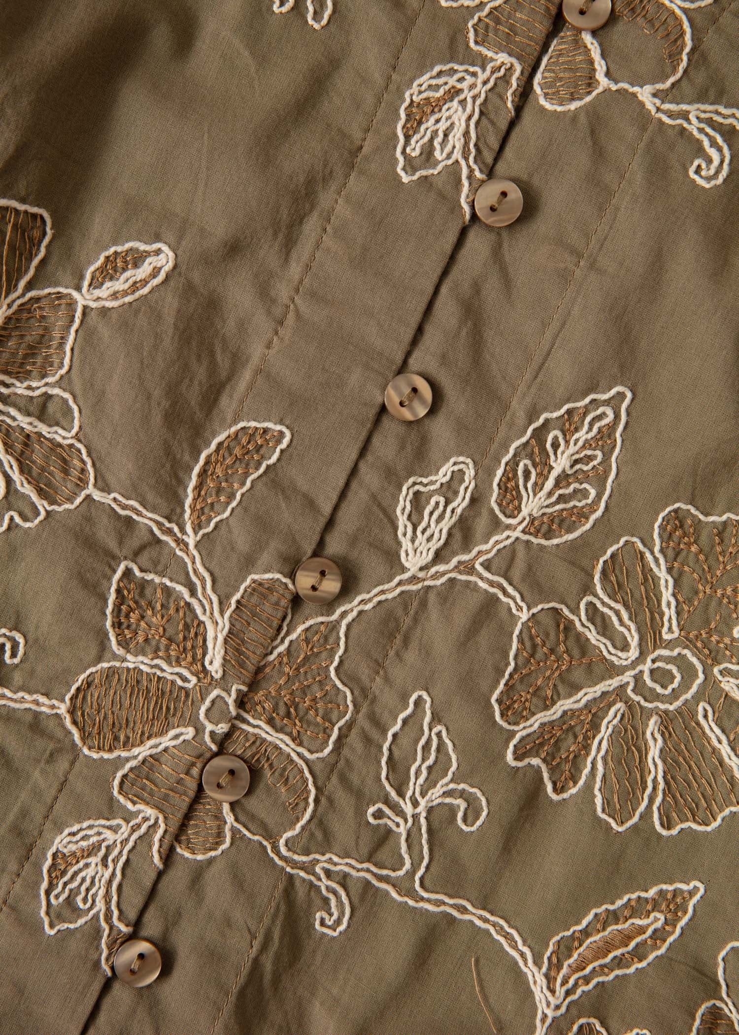 ATHINA Brodert skjorte - Grønn 6 - Indiska