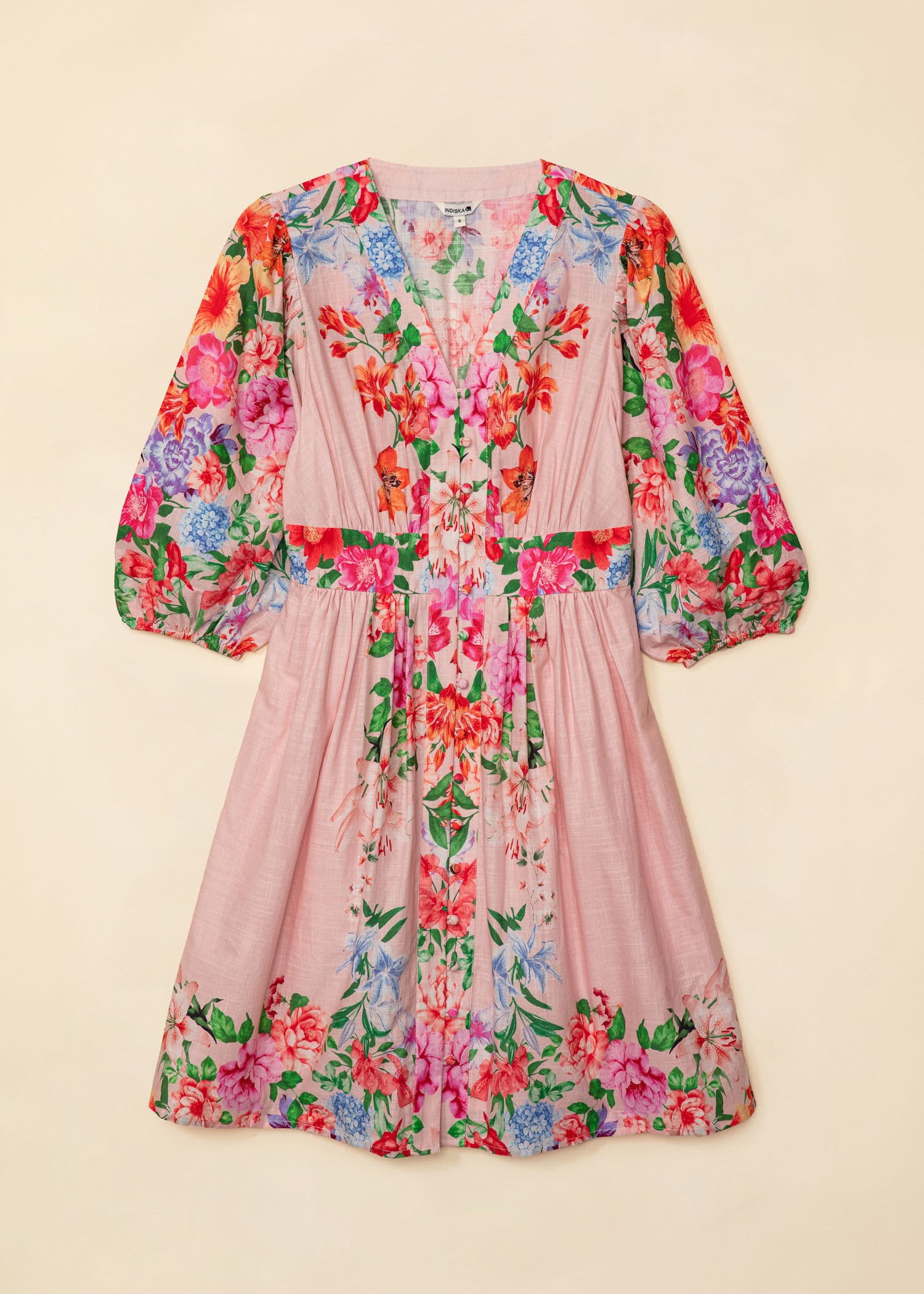 MIRELLA Kort blomsterkjole - Rosa 5 - Indiska