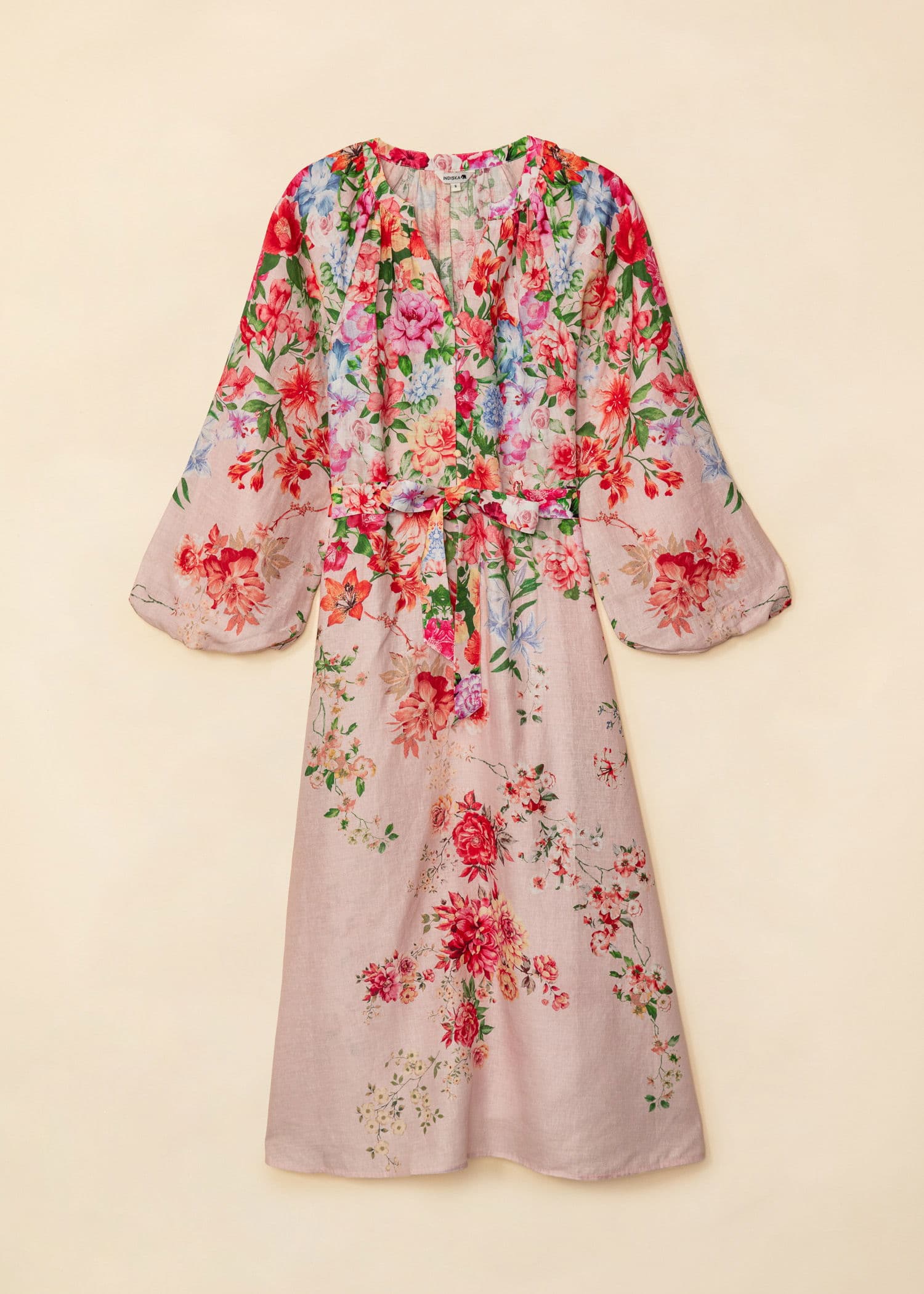 CORINE Langermet blomstret kjole - Rosa 5 - Indiska