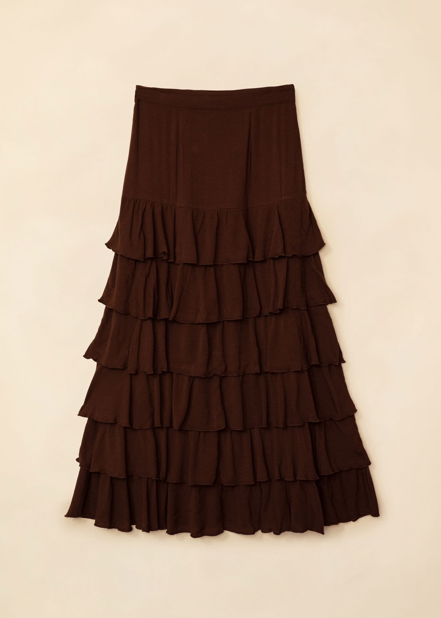 NEDA Brunt maxiskjørt med rysjer - Brun 5 - Indiska