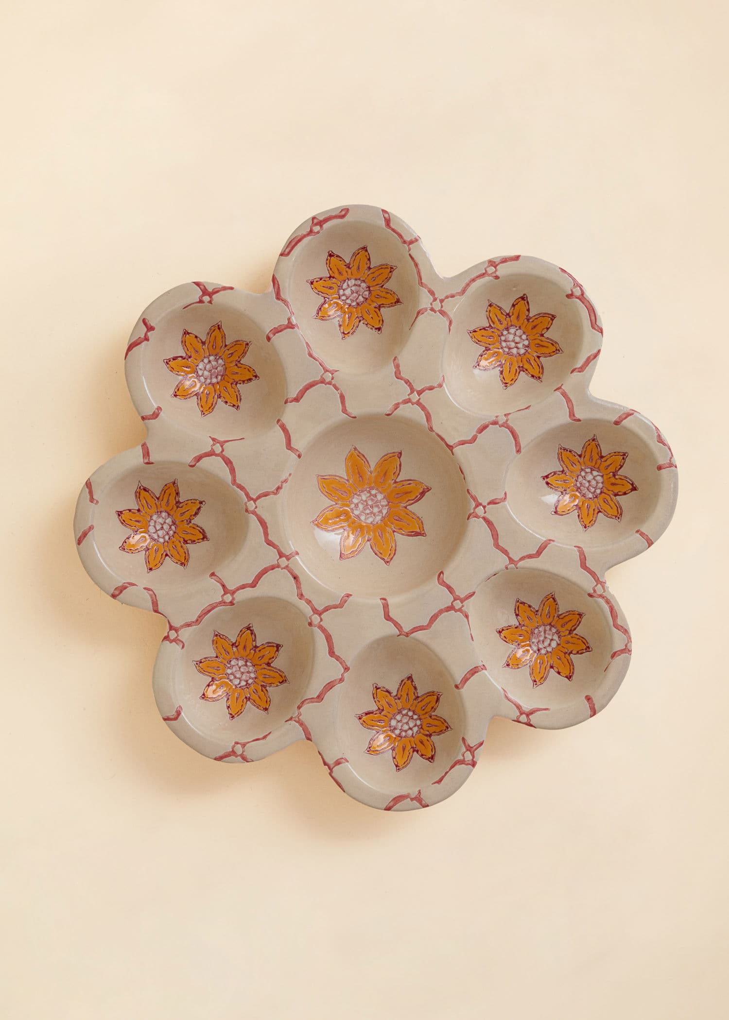 EGGPLATE Håndmalt eggtallerken - Rosa 1 - Indiska